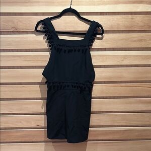 Black Pom Pom Trim Dress